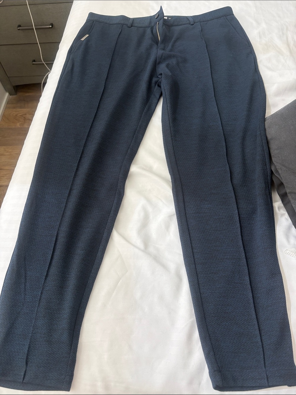 Men's Textured Navy Dress Pants - Modern Tailored Style